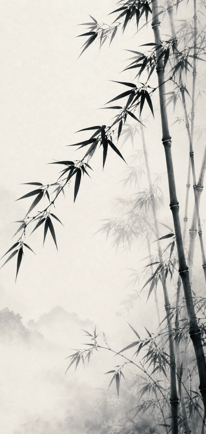 墨韵竹影手机壁纸