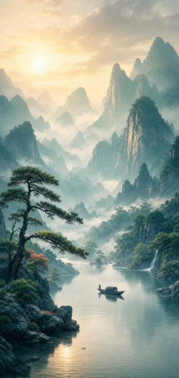 禅意山河手机壁纸