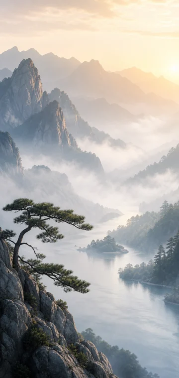 禅意山河手机壁纸