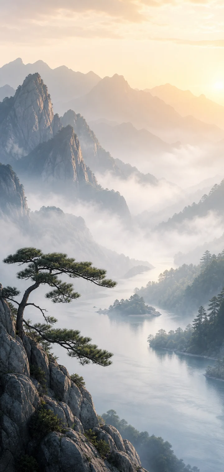 禅意山河手机壁纸