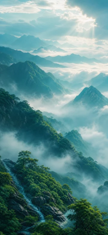 山间流云手机壁纸