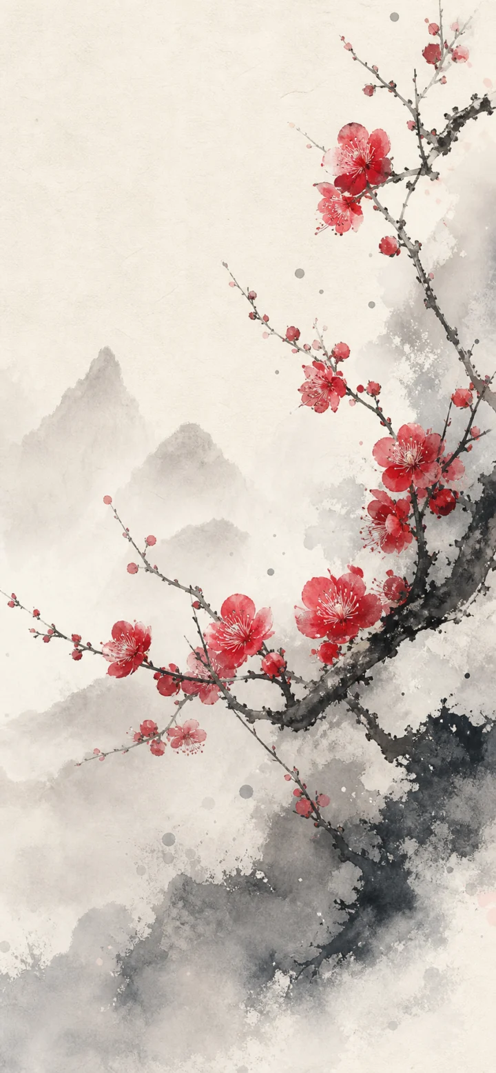 水墨梅花手机壁纸