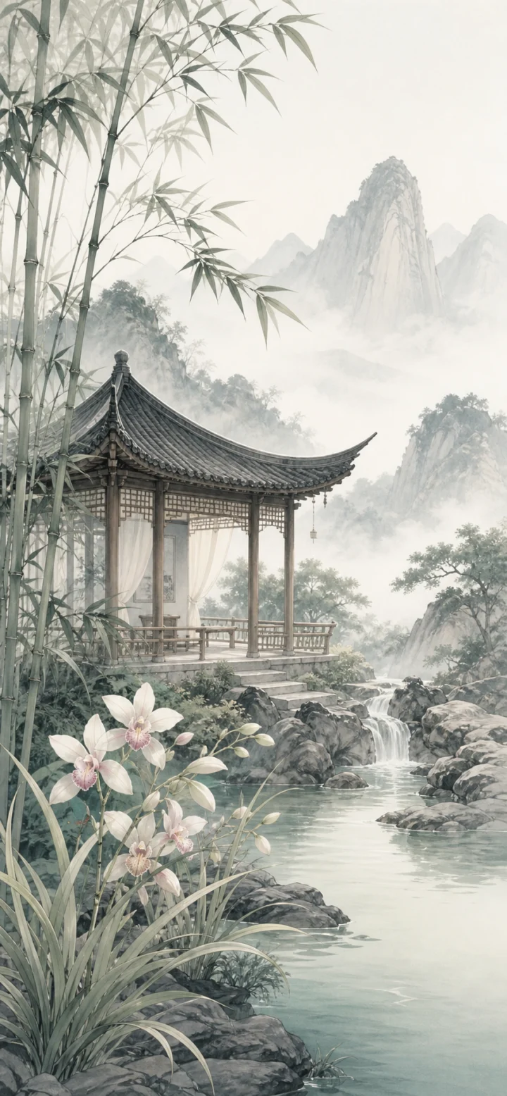 清雅兰亭国风手机壁纸
