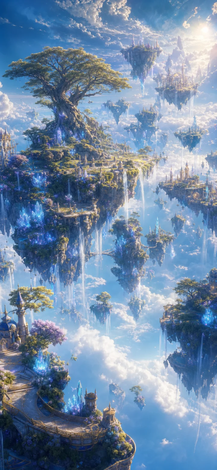 漂浮大陆奇幻云海手机壁纸