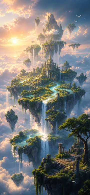 漂浮大陆奇幻天空手机壁纸