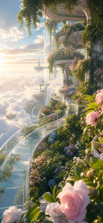 云端空中花园手机壁纸