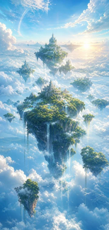 云端飞行岛屿手机壁纸