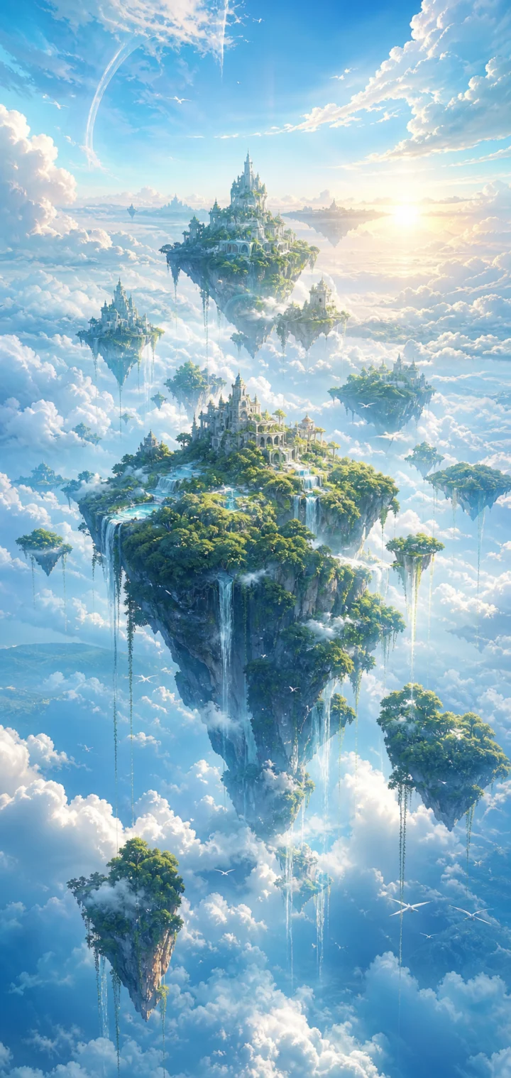 云端飞行岛屿手机壁纸