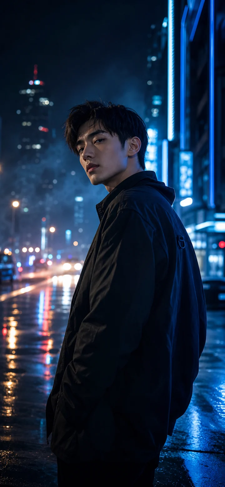 酷帅男生夜色手机壁纸