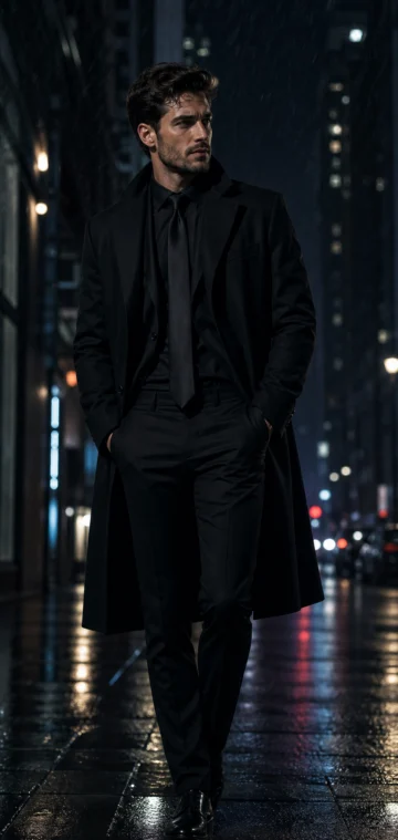 黑衣型男都市夜色手机壁纸