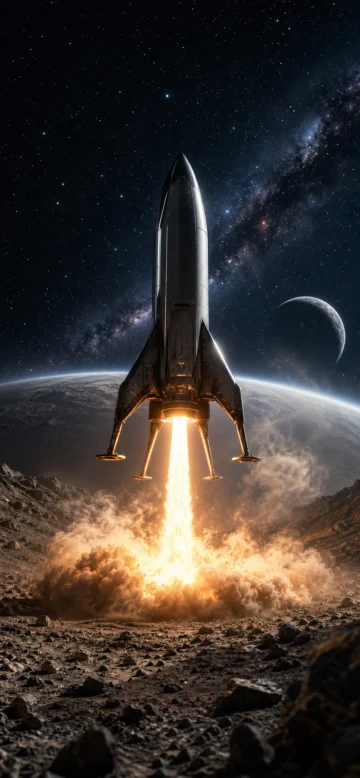火箭降落星球手机壁纸