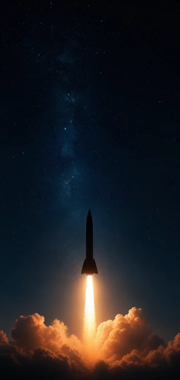 火箭剪影星空手机壁纸