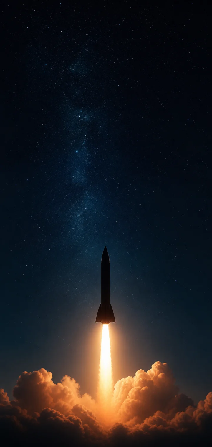 火箭剪影星空手机壁纸