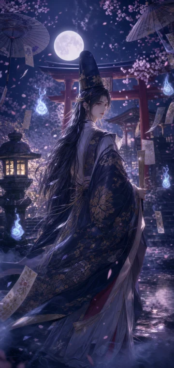 阴阳师月夜符咒手机壁纸