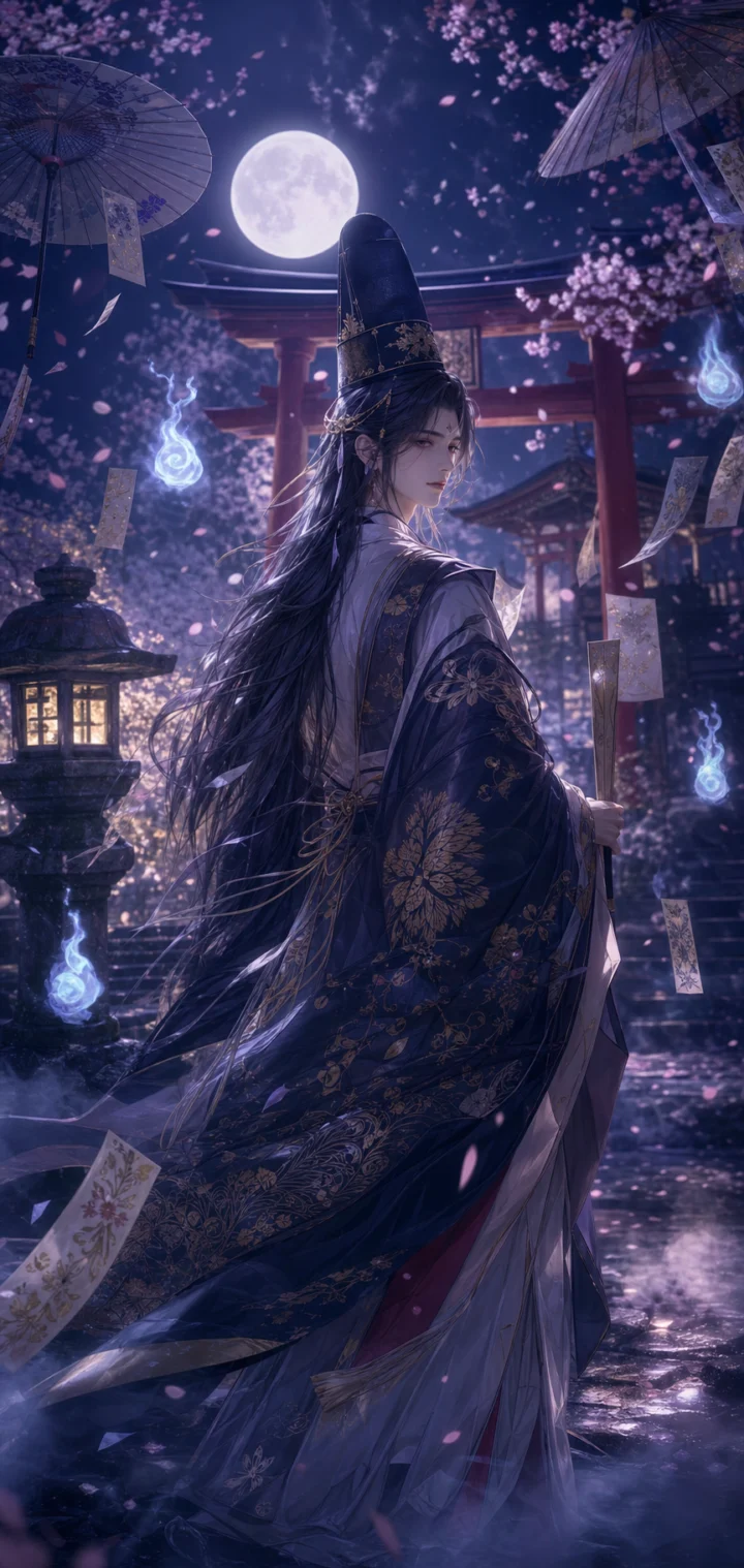 阴阳师月夜符咒手机壁纸