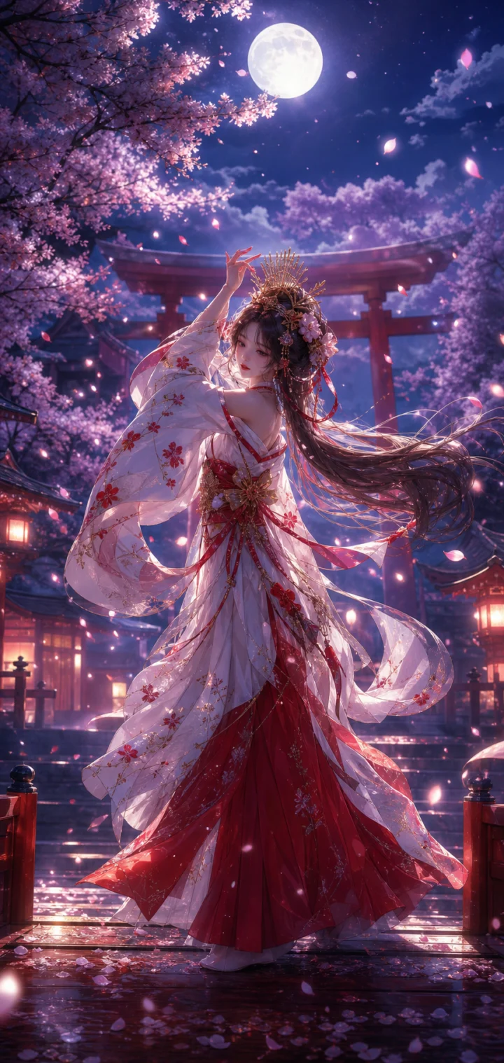 神乐月夜巫女手机壁纸