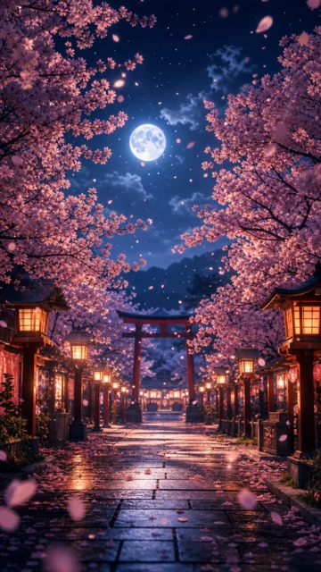 樱花祭夜色手机壁纸