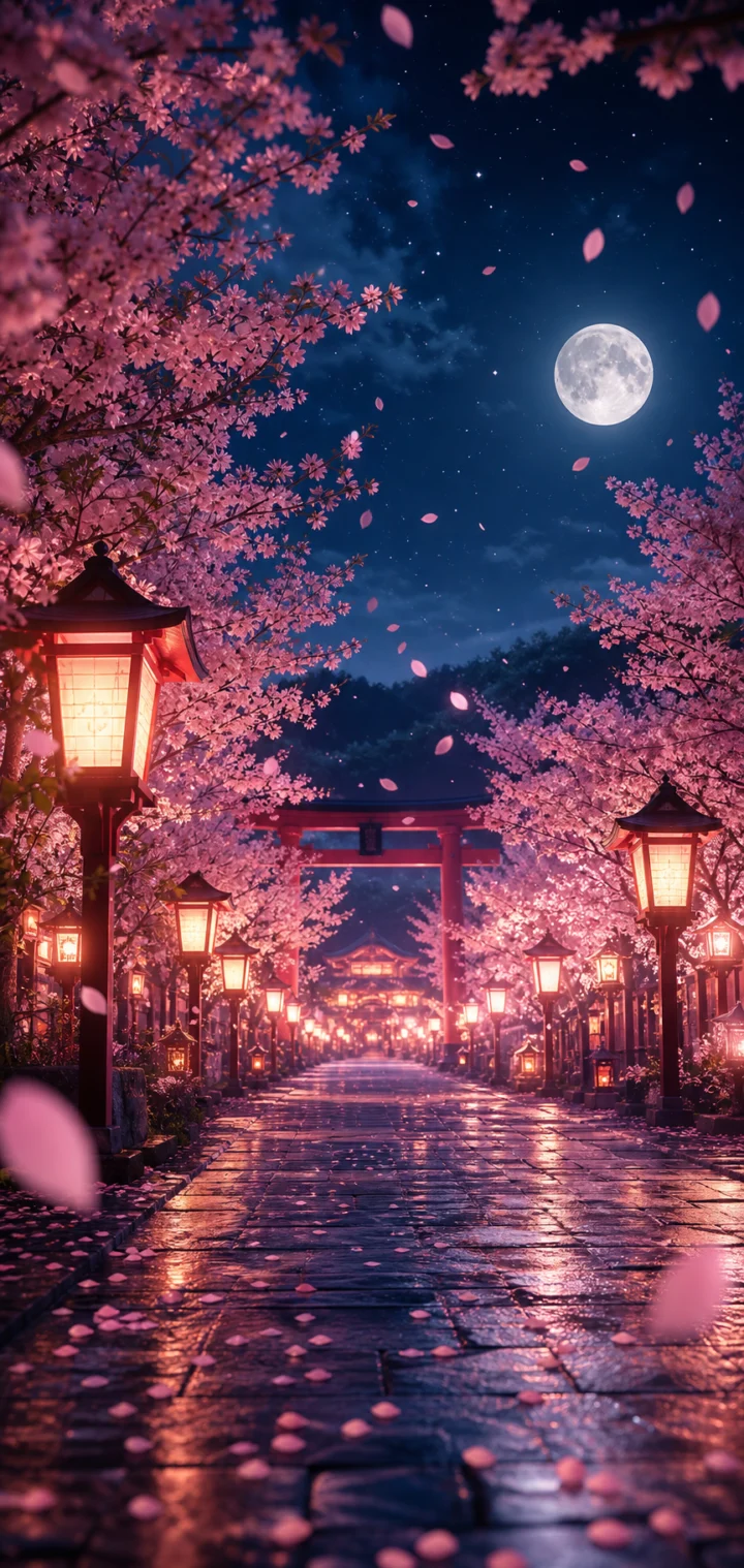 樱花祭夜色手机壁纸