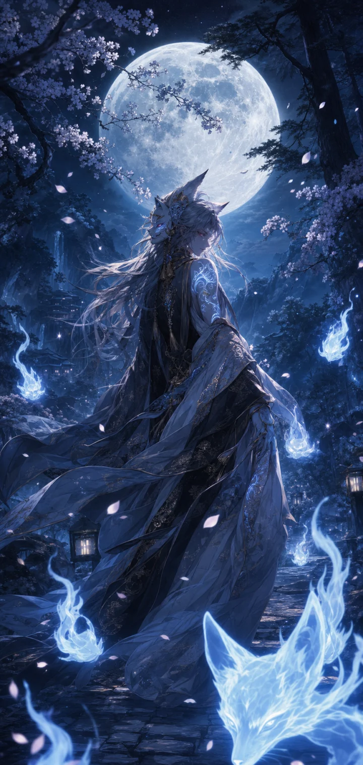 月夜妖怪幽林壁纸