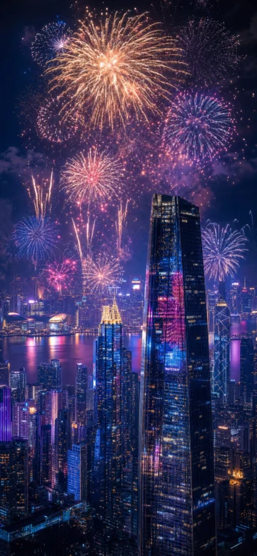 城市烟花夜景手机壁纸