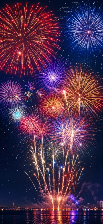 彩色烟花夜空手机壁纸