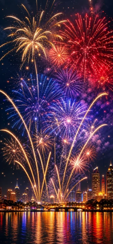 节日烟火璀璨夜空手机壁纸