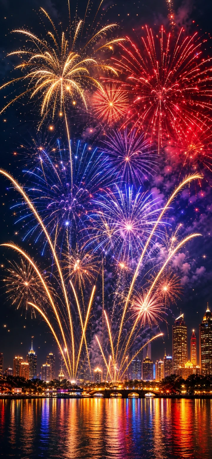 节日烟火璀璨夜空手机壁纸