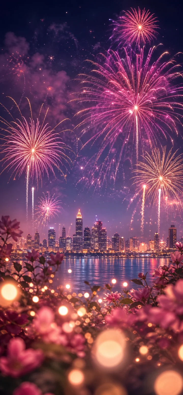 浪漫烟花夜空手机壁纸