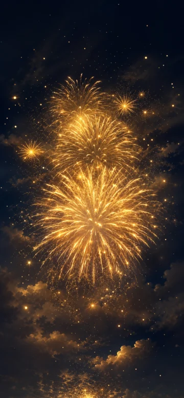 金色烟花夜空手机壁纸