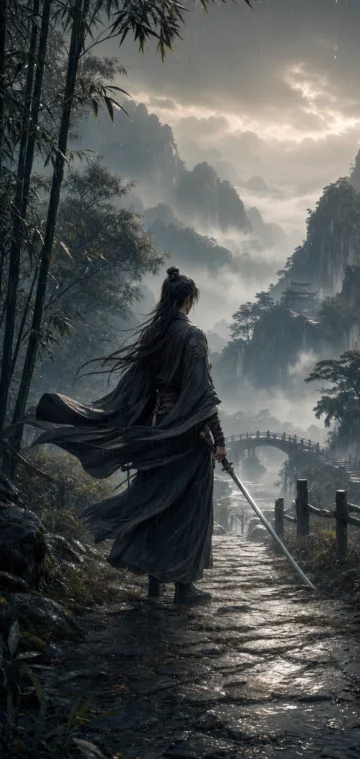 剑客江湖烟雨武侠手机壁纸