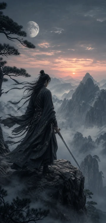 月下孤侠古风武侠手机壁纸