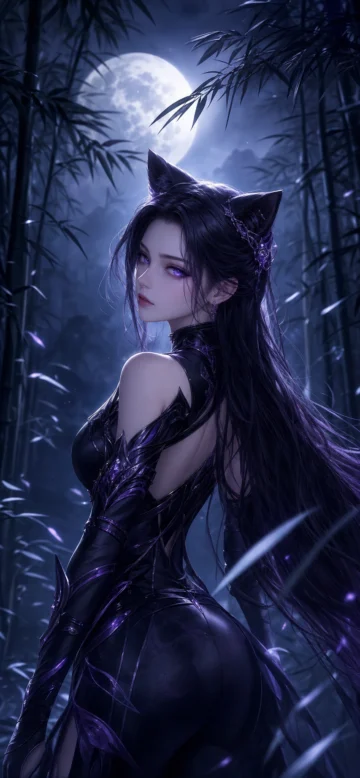 朱竹清月夜竹影手机壁纸