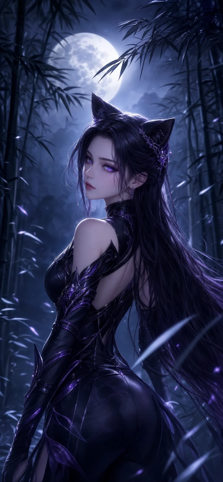 朱竹清月夜竹影手机壁纸