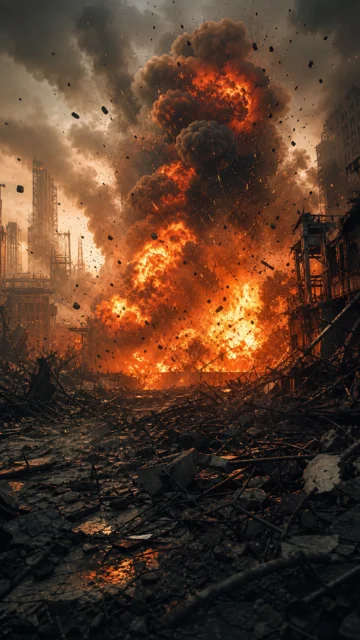 爆破现场震撼火光手机壁纸