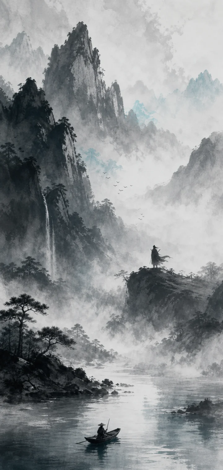 墨色江湖水墨武侠手机壁纸