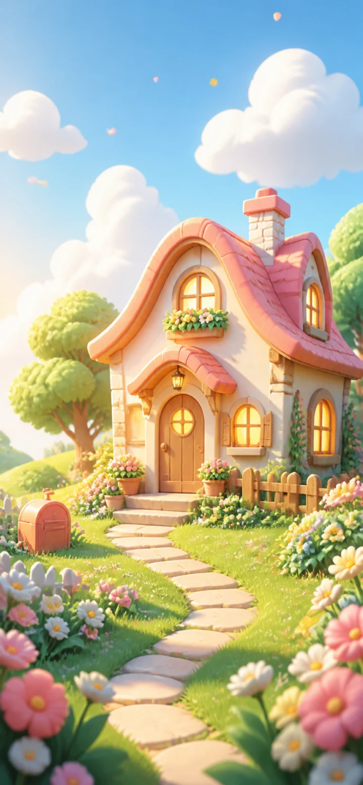 治愈系卡通小屋手机壁纸
