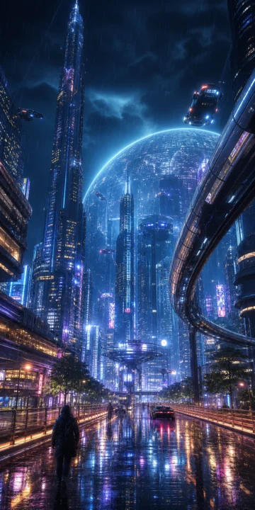 霓虹未来科幻城市手机壁纸