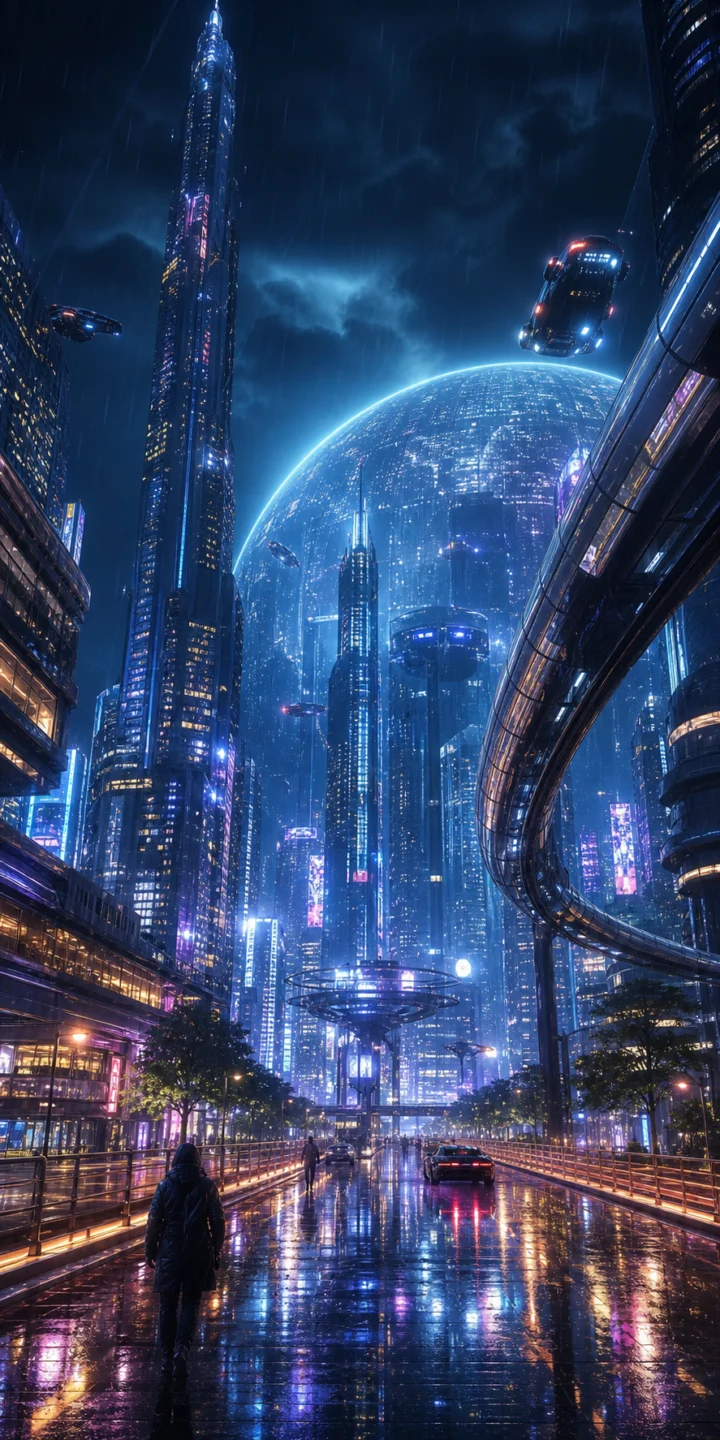 霓虹未来科幻城市手机壁纸
