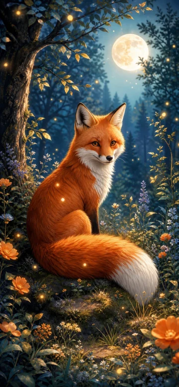 梦幻森林狐狸插画手机壁纸