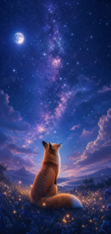 狐狸星空梦境手机壁纸