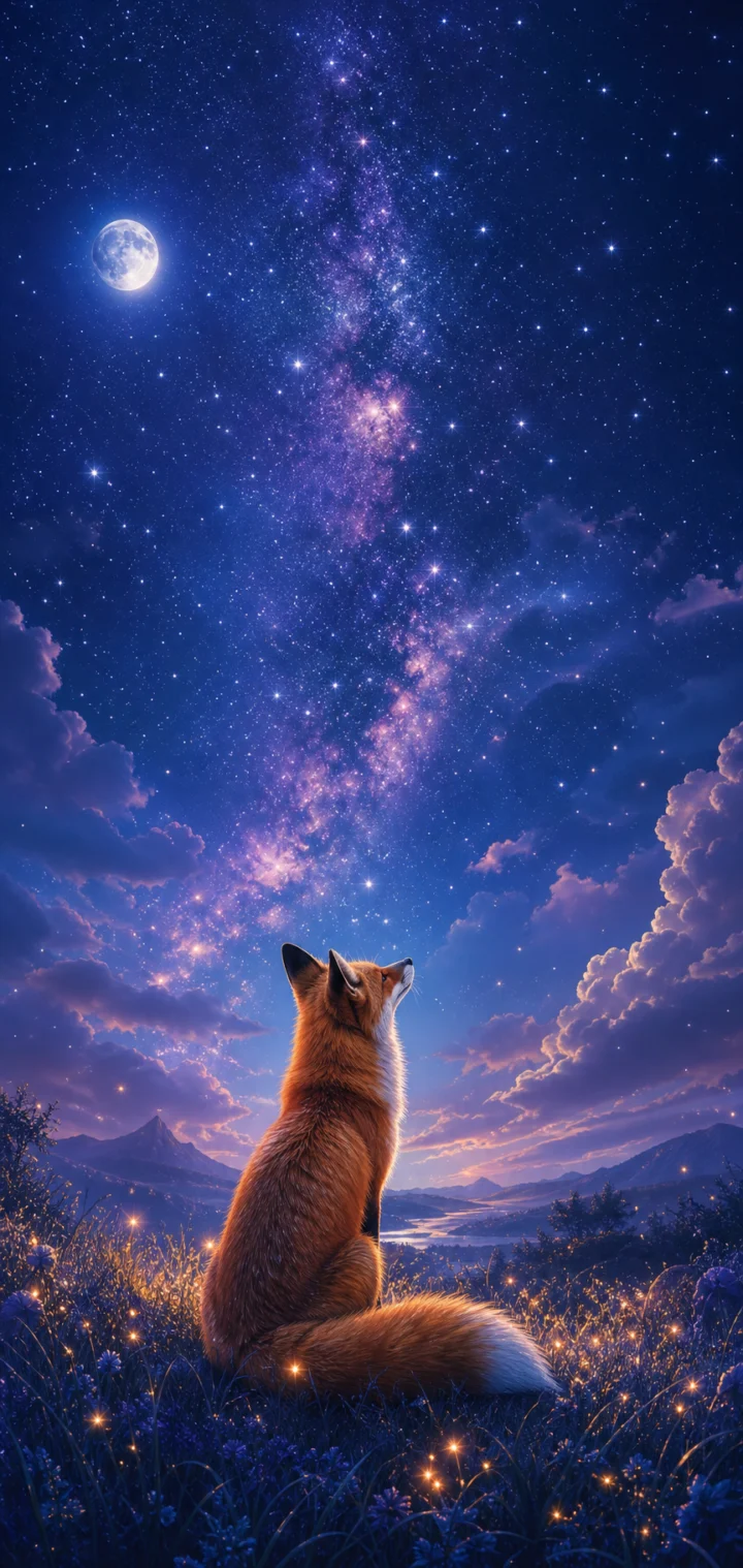 狐狸星空梦境手机壁纸