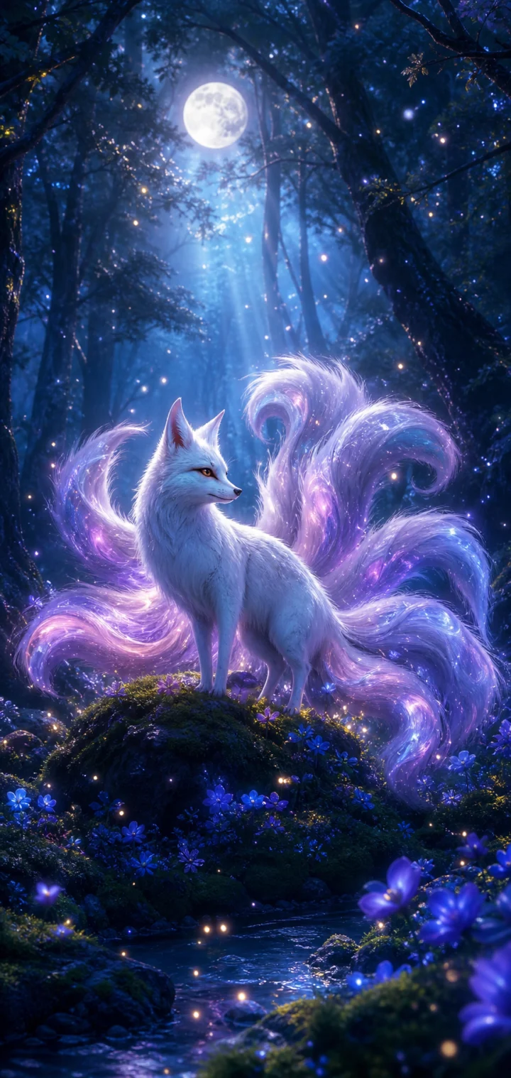 月影森林中的奇幻灵狐