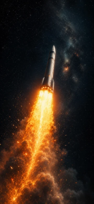 火箭尾焰冲向星空手机壁纸