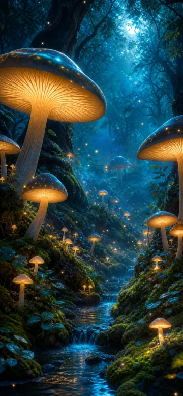 梦幻蘑菇森林手机壁纸