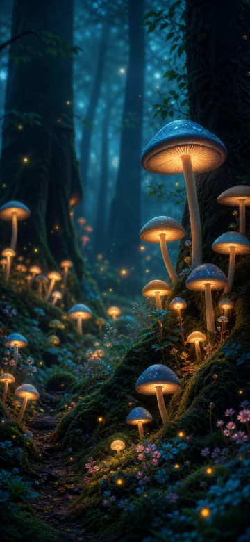 梦幻蘑菇森林手机壁纸