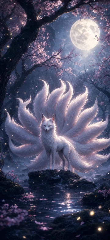 九尾月影幻想手机壁纸