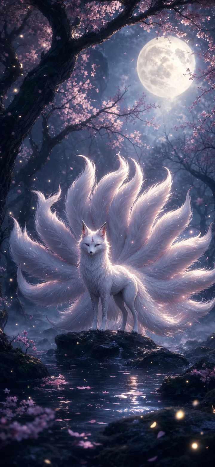 九尾月影幻想手机壁纸