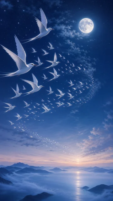 千鸟掠空暮色壁纸