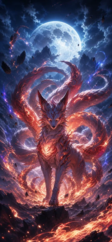 月夜尾兽幻想手机壁纸