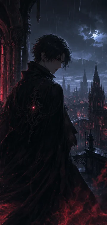 暗黑动漫雨夜角色手机壁纸